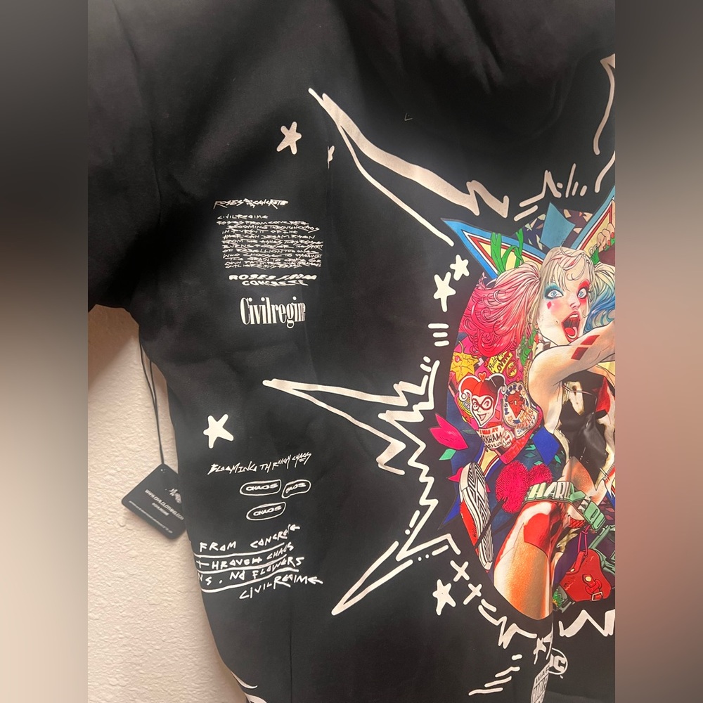 *RARE CIVIL REGIME x COLLAB Harley Quinn ZIP UP HOODIE  Size XL